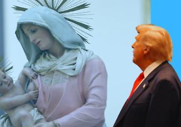 STATUA, VERGINE, BAMBINO GESU', TRUMP STATUA, VERGINE, BAMBINO GESU', TRUMP