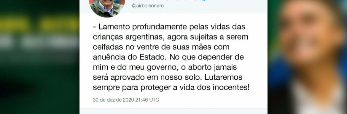 Bolsonaro critica la legalizzazione dell’aborto in Argentina