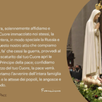 Il Papa chiede la pace alla Vergine e le consacra Russia e Ucraina